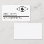 Carte De Visite Optométriste professionnel et soins des yeux (Devant / Derrière)