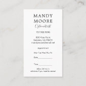 Carte De Visite Optométriste Rappel d'affaires et de rendez-vous (Dos)