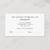 Carte De Visite Optometry Eye Doctor Office Appointment Card (Devant)