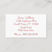 Carte de visite opulent de fraises et de fleurs (Dos)