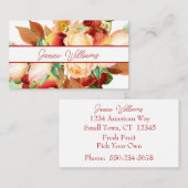 Carte de visite opulent de fraises et de fleurs (Devant / Derrière)