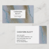 Carte De Visite Or Abstrait et subtile encre d'alcool bleu liquide (Devant / Derrière)