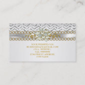 Carte De Visite Or Argent Chevron Blanc Diamant Pearl Floral (Dos)