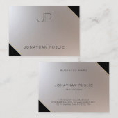 Carte De Visite Or Argent élégant Monogramme Modèle moderne (Devant / Derrière)