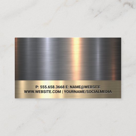 Carte De Visite Or Argent métallique | Logo technique | Code QR (Dos)