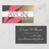 Carte De Visite Or avec lèvres roses Avon personnalisé (Devant / Derrière)