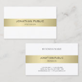 Carte De Visite Or Blanc Élégant Moderne Simple Modèle Minimal (Devant / Derrière)