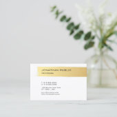 Carte De Visite Or Blanc Moderne Élégant Simple Modèle Luxe (Debout devant)