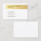 Carte De Visite Or Blanc Moderne Élégant Simple Modèle Luxe (Devant / Derrière)