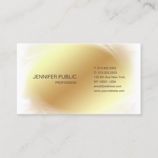 Carte De Visite Or Blanc Moderne Glamour Design tendance Plaine (Devant)