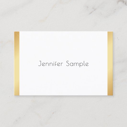 Carte De Visite Or Blanc moderne professionnel élégant tendance (Devant)