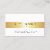 Carte De Visite Or Blanc Moderne Professionnel Simple Design Chic (Devant)