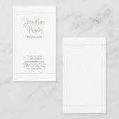 Carte De Visite Or Blanc Stylish Moderne Calligraphie Chic Plain (Devant / Derrière)