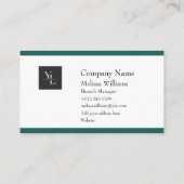 Carte De Visite Or blanc vert moderne avec logo (Dos)