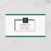 Carte De Visite Or blanc vert moderne avec logo (Devant)