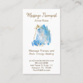 Carte De Visite Or bleu d'aquarelle d'abrégé sur massage de Reiki (Dos)