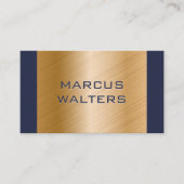 Carte De Visite Or bleu moderne brossé (Devant)