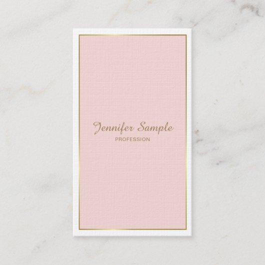 Carte De Visite Or Blush Rose Blanc Moderne Elégant luxe tendance (Devant)