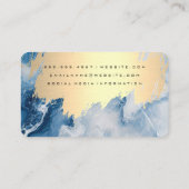 Carte De Visite Or brossé | Arrière - plan en marbre bleu (Dos)