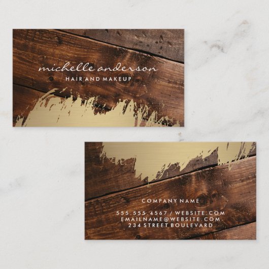 Carte De Visite Or brossé | Bois (Devant / Derrière)