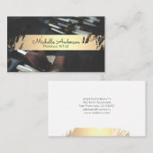 Carte De Visite Or brossé | Brosses de maquillage | Beauticien (Devant / Derrière)