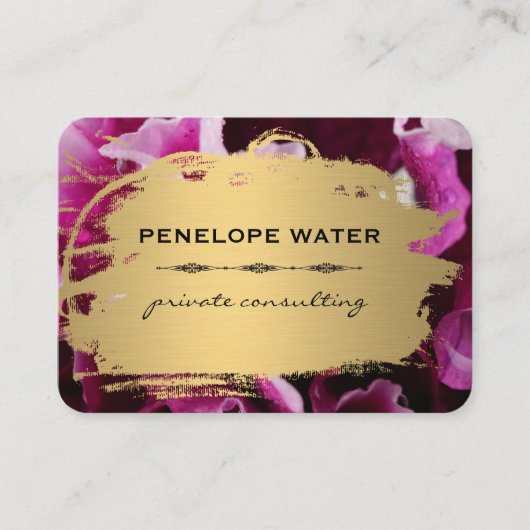 Carte De Visite Or brossé et floral (Devant)