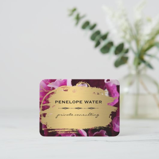 Carte De Visite Or brossé et floral (Debout devant)