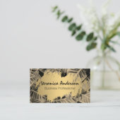 Carte De Visite Or brossé | Feuilles tropicaux (Debout devant)