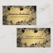 Carte De Visite Or brossé | Feuilles tropicaux (Devant / Derrière)