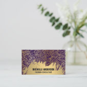 Carte De Visite Or brossé | Gold Purple Texture (Debout devant)