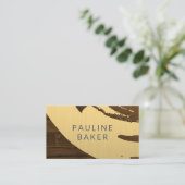 Carte De Visite Or brossé | Grain de bois (Debout devant)