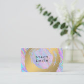 Carte De Visite Or brossé | Liquide holographique (Debout devant)