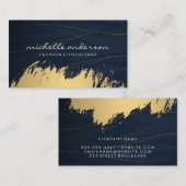 Carte De Visite Or brossé | Lux Lines Bleu foncé (Devant / Derrière)