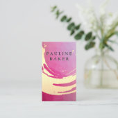 Carte De Visite Or brossé | Magenta Géométrique (Debout devant)