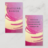 Carte De Visite Or brossé | Magenta Géométrique (Devant / Derrière)