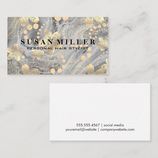 Carte De Visite Or brossé | Marbre (Devant / Derrière)