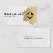 Carte De Visite Or brossé | Marbre | Agent immobilier (Devant / Derrière)
