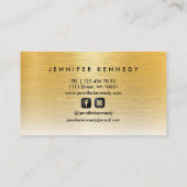 Carte De Visite Or Brossé Métal Élégant Monogramme Script moderne (Dos)