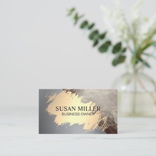 Carte De Visite Or Brossé Moderne Design (Debout devant)