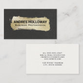 Carte De Visite Or brossé | Mur noir texturé (Devant / Derrière)
