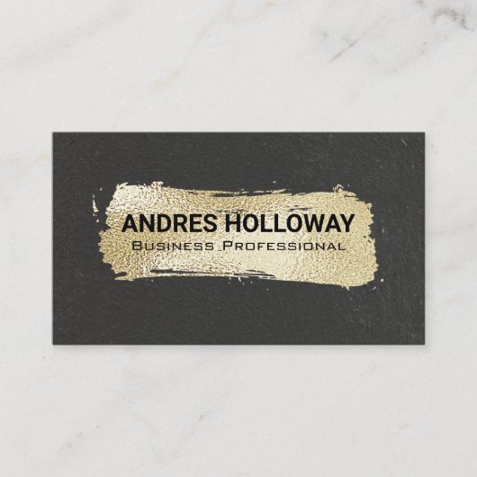 Carte De Visite Or brossé | Mur noir texturé (Devant)