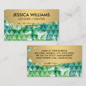 Carte De Visite Or brossé | Palm Tree géométrique (Devant / Derrière)