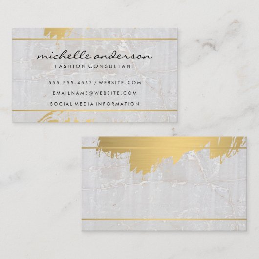 Carte De Visite Or brossé | Pierre de marbre (Devant / Derrière)