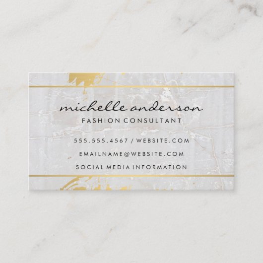 Carte De Visite Or brossé | Pierre de marbre (Devant)