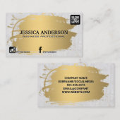 Carte De Visite Or brossé | Pierre de marbre | Code QR (Devant / Derrière)