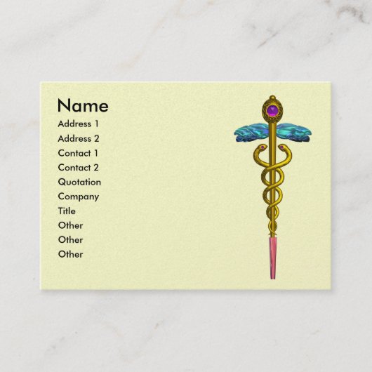 Carte De Visite OR CADUCEUS Médicale Symbole crème Pearl (Devant)