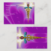 Carte De Visite OR CADUCEUS SERVICE MÉDICALE, DOCTEUR rose violet (Devant / Derrière)