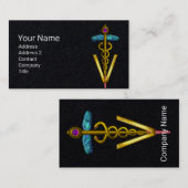 Carte De Visite OR CADUCEUS VÉTÉRINAIRE SYMBOLE Papier noir (Devant / Derrière)