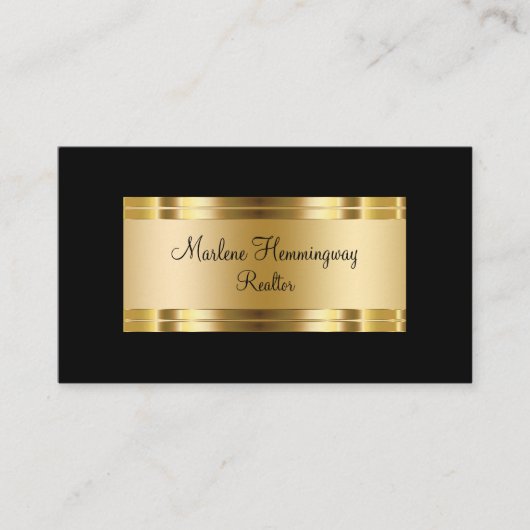 Carte De Visite Or chic et agent immobilier noir (Devant)