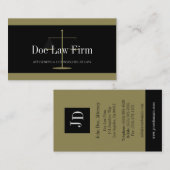 Carte De Visite Or de cabinet juridique/bannière noire (Devant / Derrière)